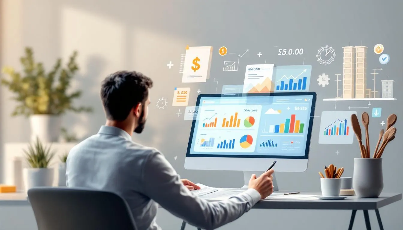 An estimator reviewing plans to enhance bid accuracy and success rates.