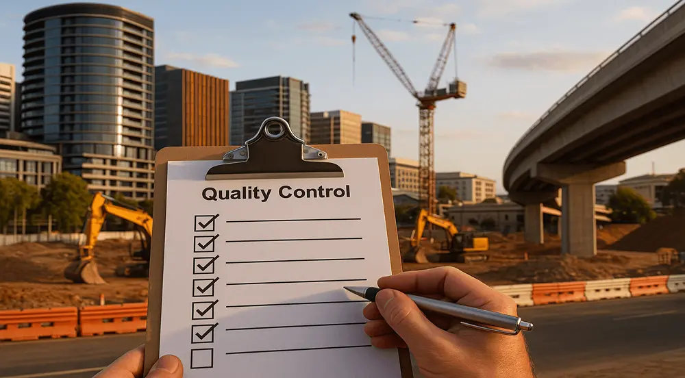 This image perfectly illustrates how mastering quality control in construction ensures precision, safety, and long-term structural integrity.