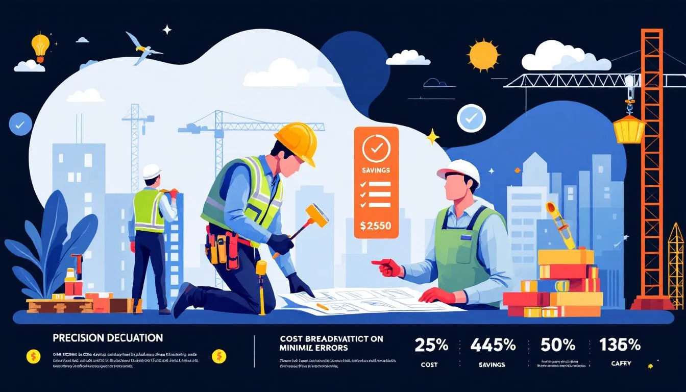 Construction workers minimizing errors to avoid costly overruns.