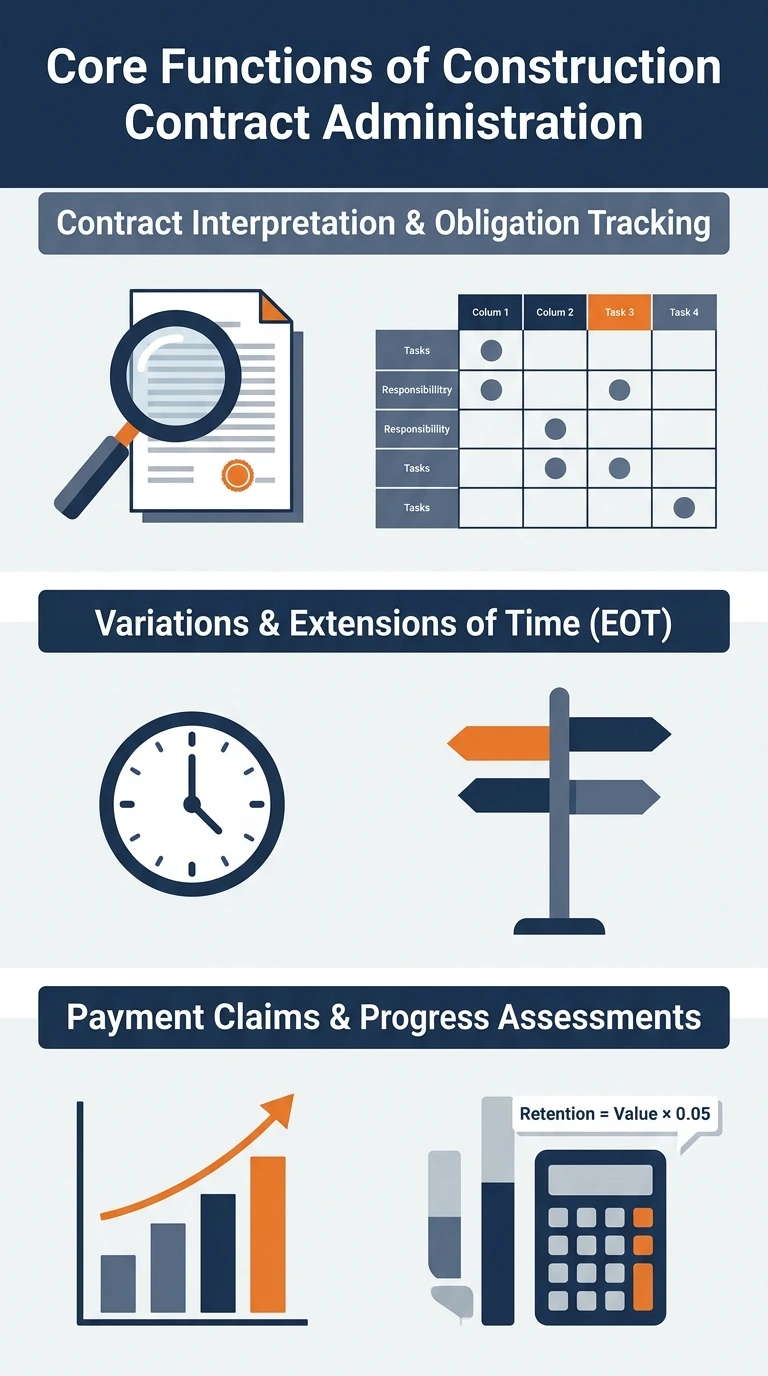 Core functions within construction contract administration services