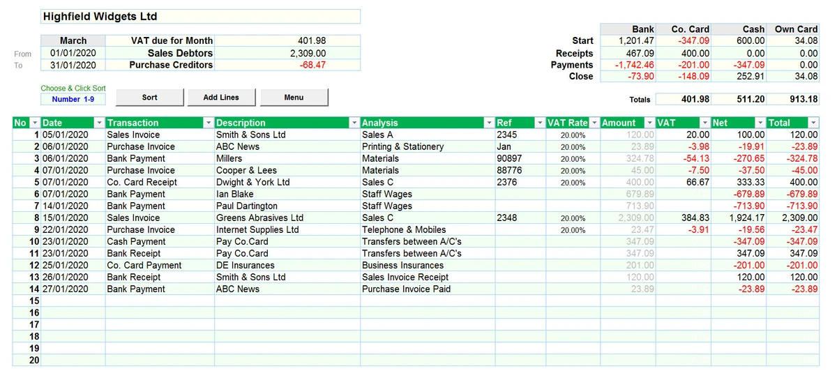 Bank reconciliation and construction bookkeeping records