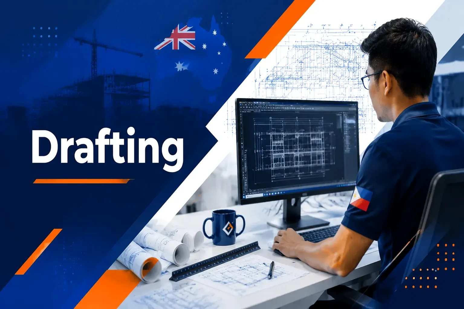 Construction drafting plans and technical drawings
