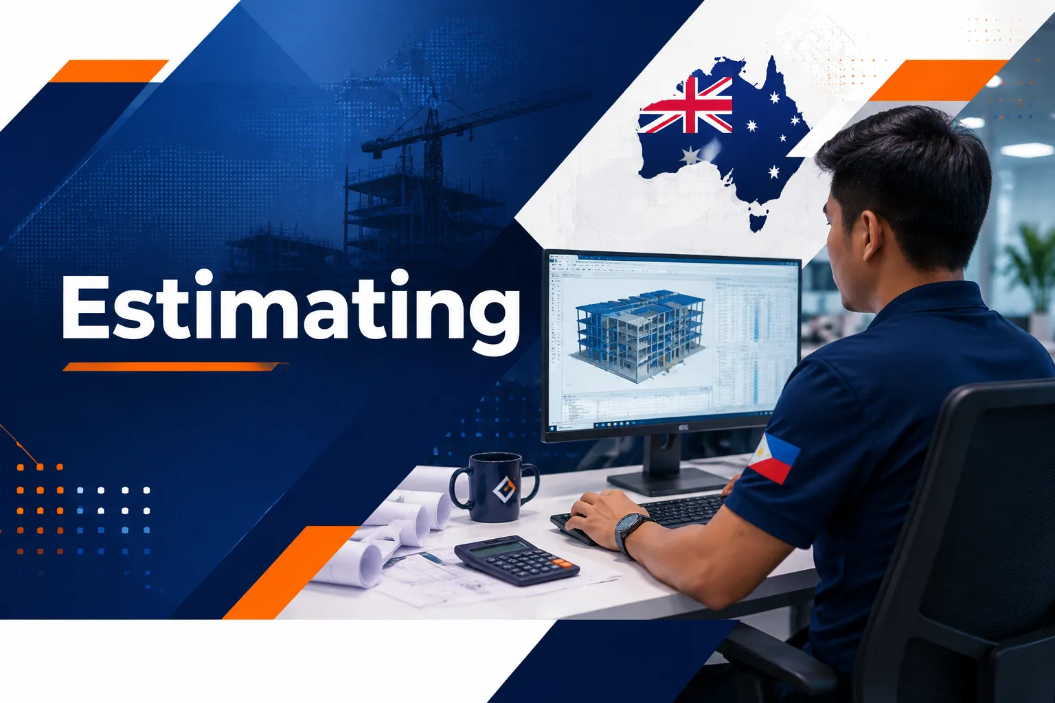 Construction estimator reviewing project plans