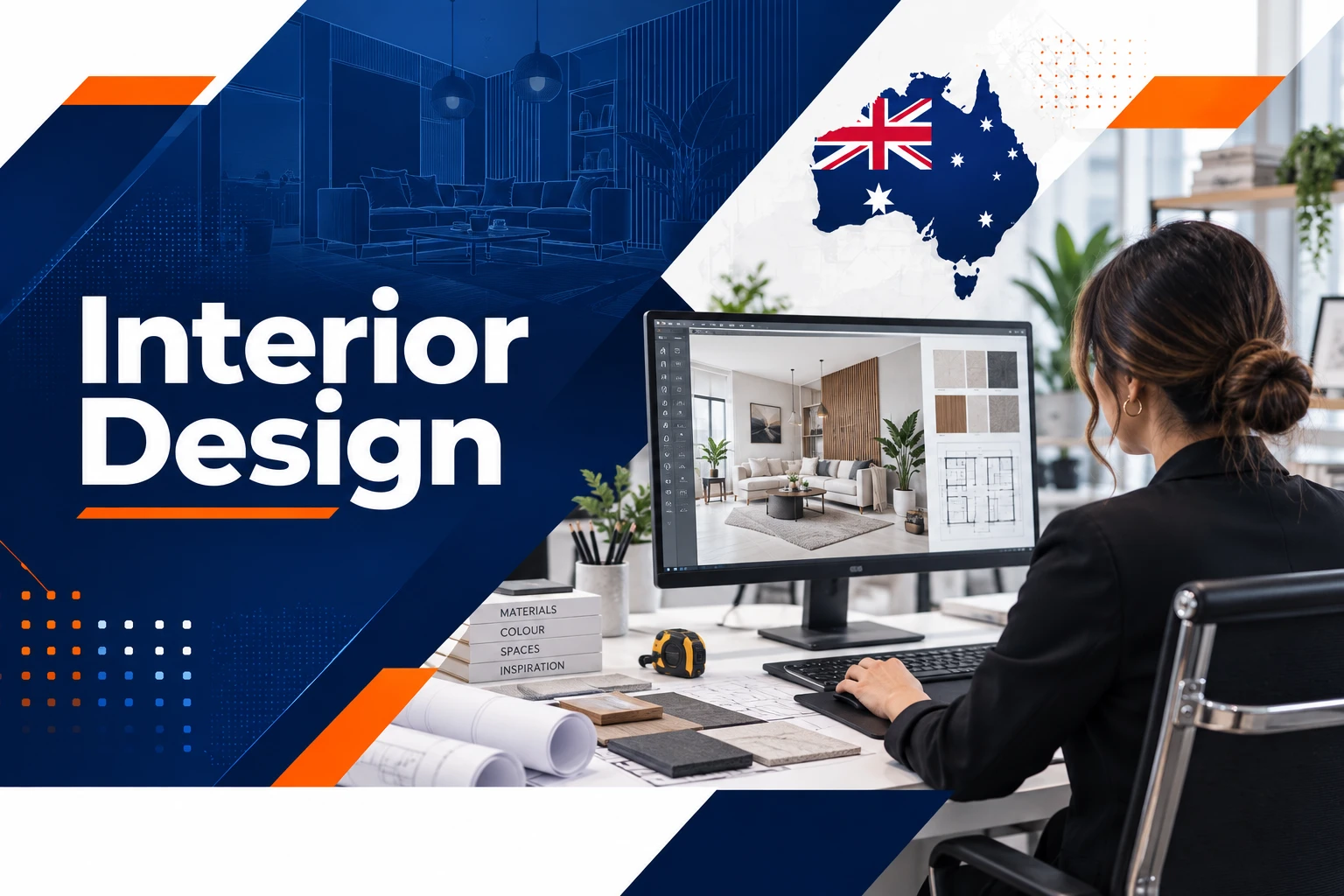 Interior designer developing plans and material selections